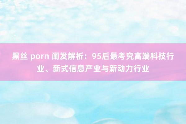 黑丝 porn 阐发解析：95后最考究高端科技行业、新式信息产业与新动力行业